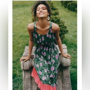 Anthropologie Mireille Pleated Floral Dress Small Colorful Capsule Minimalist